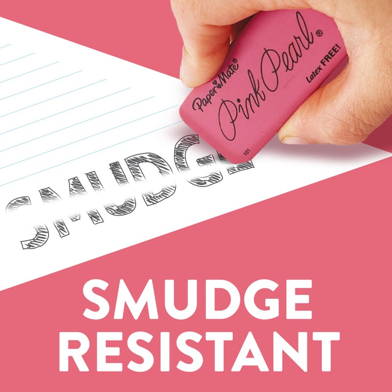 Paper Mate Erasers, Pink Pearl, 12 Count - Latex Free and Smudge Resistant, Back to School, Teacher Supplies - Image 4